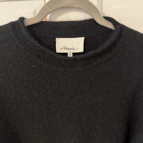 3.1 Phillip Lim Classic Black Crew Neck Bell Sleeve Wool&Alpaca Sweater - Picture 3 of 8